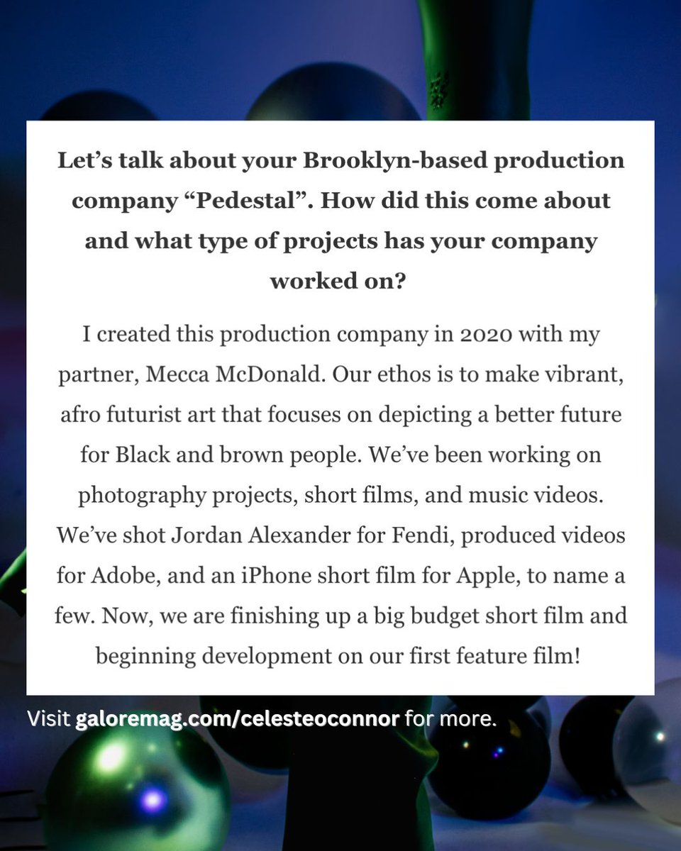bypedestal's tweet photo. Pedestal’s co-founder Celeste O'Connor was recently photographed by fellow co-founder Mecca McDonald for @TheGaloreMag's annual #Proud2Be issue!
click here to view the full feature 🤩😌💖
https://t.co/hVkXSDCctz https://t.co/2TCI20RrfN