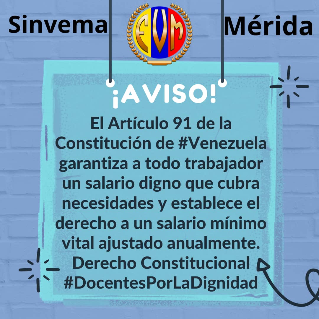 Los docentes #venezolanos merecen un salario que asegure las necesidades básicas de sus familias: nutrición adecuada, vestido y un techo seguro para sus hijos