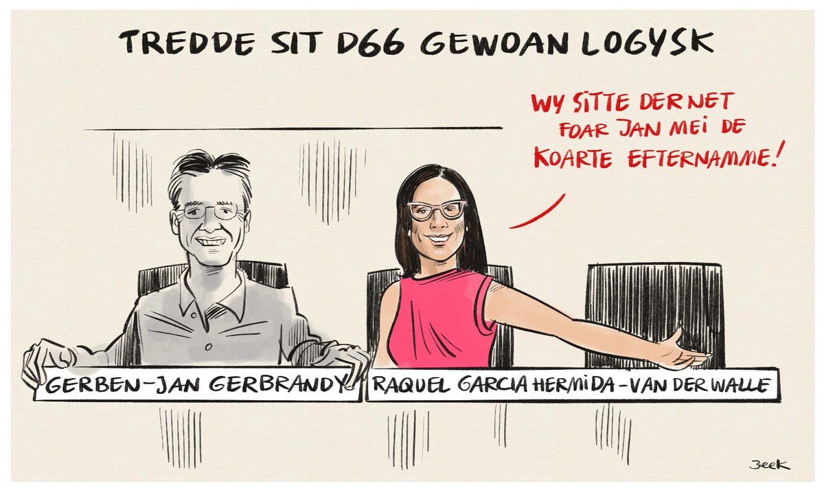 De cartoon fan ⁦<a href="/GercovanBeek/">Gerco van Beek</a>⁩  mei Raquel García, nagelnij lid fan it ⁦<a href="/Europarl_NL/">Europees Parlement NL</a>⁩ út namme fan D66 ⁦<a href="/OmropFryslan/">Omrop Fryslân</a>⁩