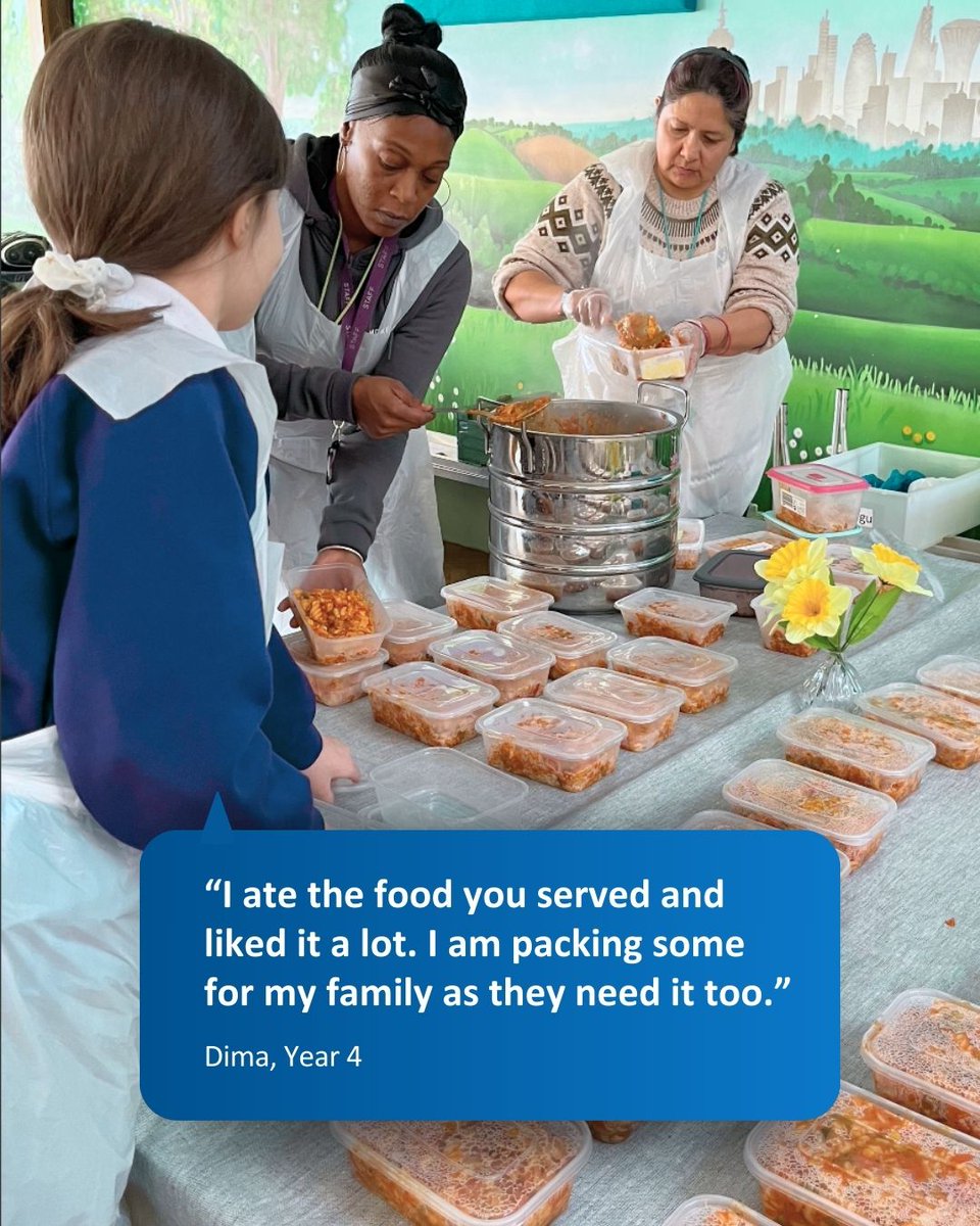 Dima packed a takeaway box and said, "I ate the food you served and liked it a lot. I am packing some for my family as they need it too." Sadly, 1 in 4 #Londonchildren lack enough food. With your help, we’ll serve thousands during the summer holidays.  bit.ly/london-children