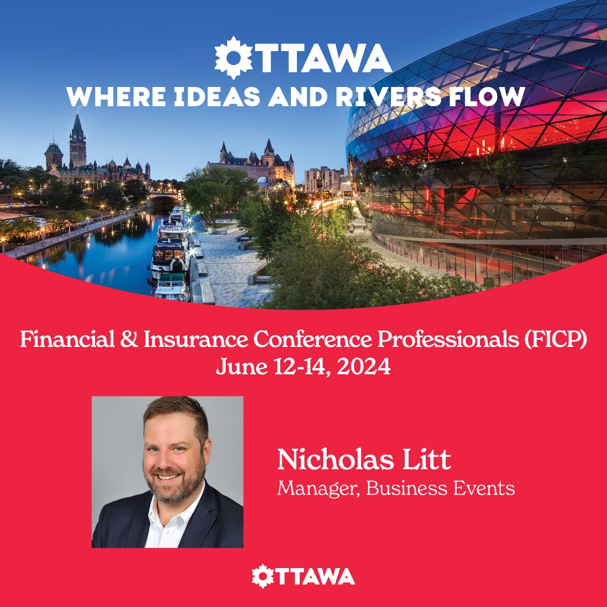 Nicholas Litt (Manager, Business Events) will be at <a href="/FICP/">FICP</a> in Chicago from June 12-14, 2024. 🤗 

#MyOttawa #MeetOttawa #FICP