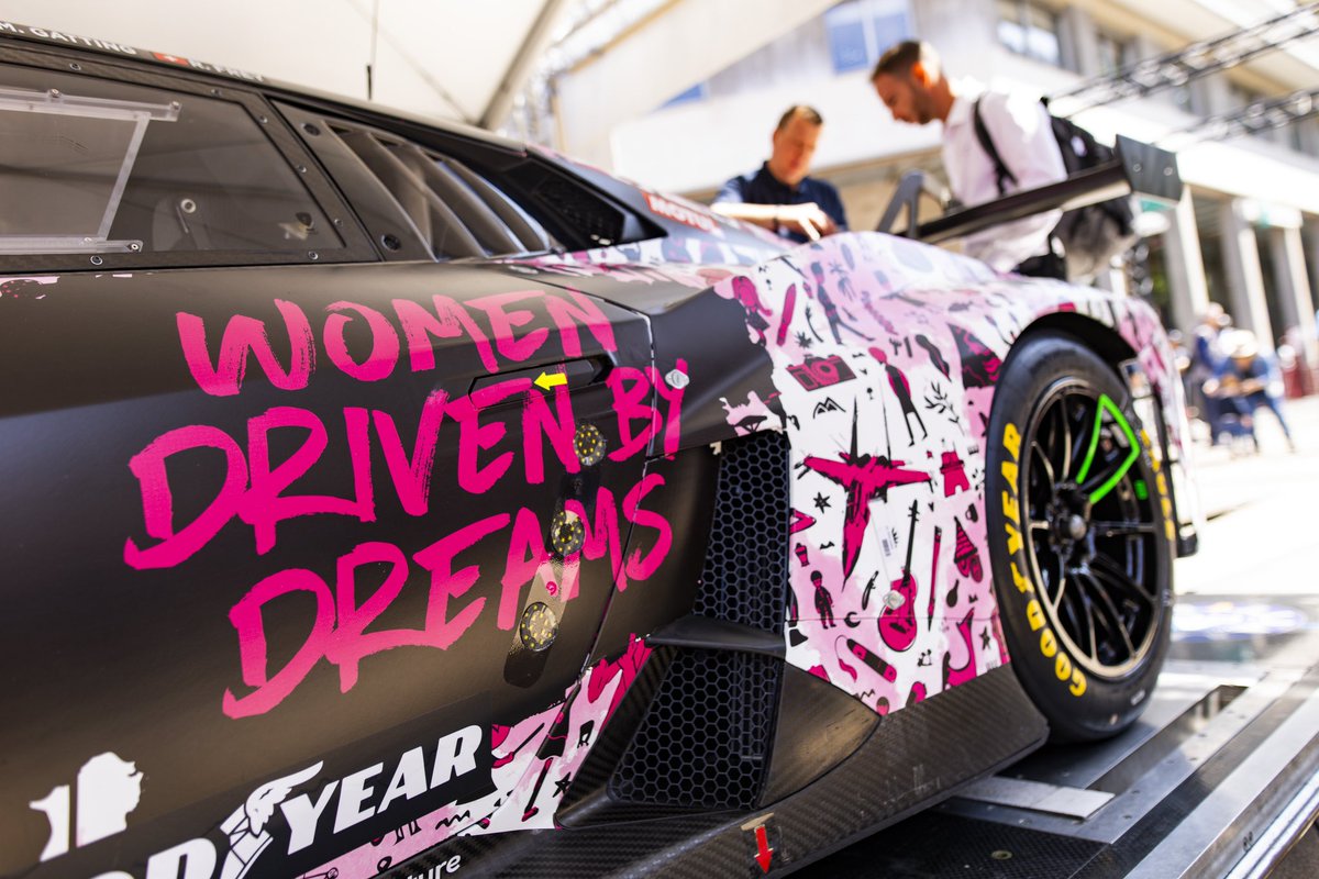 Confirmed: the <a href="/IronDames_/">Iron Dames</a> ‘Every dream matters’ livery for Le Mans is a beauty in the flesh. 🥰

#WEC #LeMans24 #Goodyear