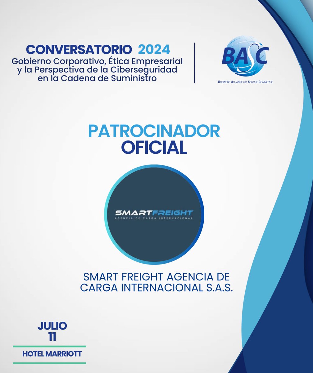 bascbquilla's tweet image. Estamos felices de anunciar que #SmartFreight hará parte del grupo de patrocinadores de nuestro evento. Entre todos hacemos posible el crecimiento y competitividad en el Atlántico.

Inscripciones abiertas: qrcd.org/5Tfd

#SomosBASC 🌎 #ConversatorioBASC