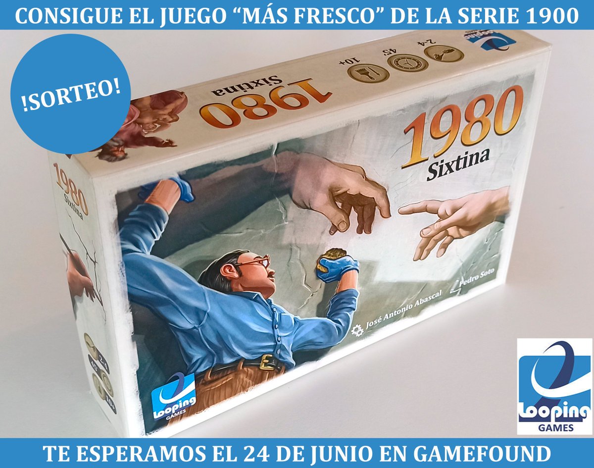 Loopingames's tweet image. Sorteamos un 1980 Sixtina. Sigue estos pasos para intentar ganar nuestro futura novedad de 2024.
📆Tienes tiempo hasta el 21 de junio a las 18:00.
1- Republica este tweet (sí, tweet).
2- Comenta con quien lo jugarías.
3- Sígue nuestra campaña de Gamefound: gamefound.com/es/projects/lo…