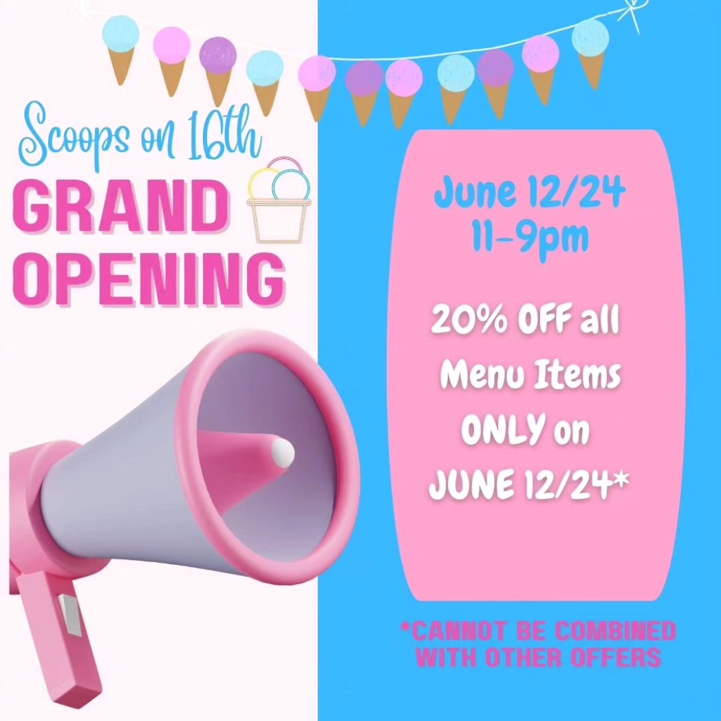 Join us Wednesday as well celebrate 20 years!!  #ScoopsOn16th is joining in with their Grand Opening

Save 20% off your wash from June 10-14