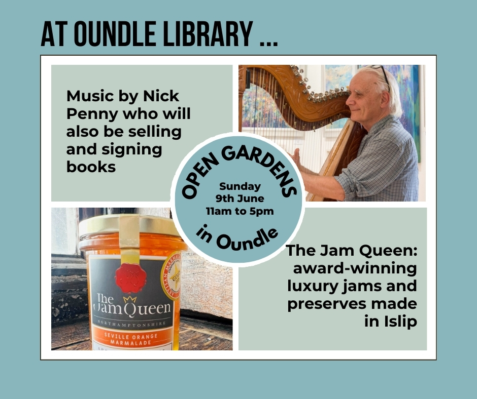 nickpennymusic's tweet photo. I'll be playing in Oundle Library on Sunday 9th June as part of Open Gardens (just to clarify, The Jam Queen is a totally separate person!) https://t.co/pyxvHgUmei