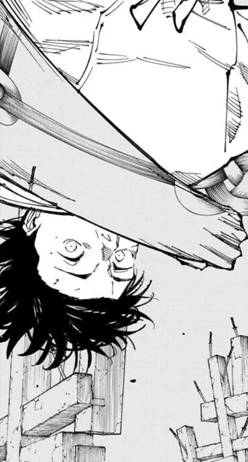 cursedloveness's tweet photo. Okottsu estava flutuando, de ponta cabeça um pouco acima do Honrado devido a Manipulação do Céu. Agora, Okkotsu exclamou, apontando o indicador na direção do sensei: 

—— Clivar! https://t.co/TB4K8pMeru