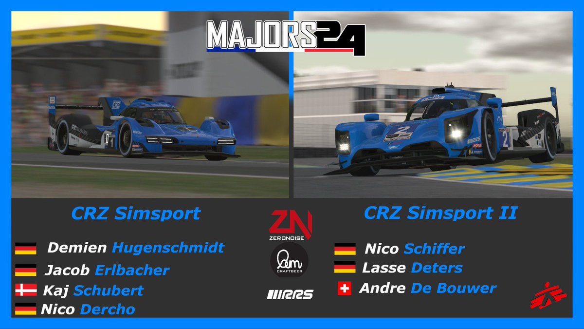 It's raceweekend, we are taking part in the famous 24h of Le Mans by <a href="/GarageMajors/">Majors Garage</a> 

📺youtube.com/@CRZSimsport
🕕15:00 CET
🛣️<a href="/24hoursoflemans/">24 Hours of Le Mans</a>

GTP
🇩🇪Demien Hugenschmidt
🇩🇪Jacob Erlbacher
🇩🇰Kaj Schubert
🇩🇪Nico Dercho

LMP2
🇩🇪Nico Schiffer
🇩🇪Lasse Deters
🇨🇭André De Brouwer