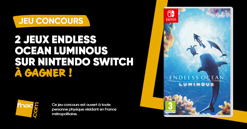 Fnac's tweet image. JEU CONCOURS | Explorez de nouveaux horizons, et tentez de remporter le dernier jeu Endless Ocean sur Nintendo Switch !

Pour participer 👉 RT + Mentionnez un ami intéressé par la vie marine + Follow @FNAC

Bonne chance à tous ! ☘
TAS le 13/06. 
2 gagnants