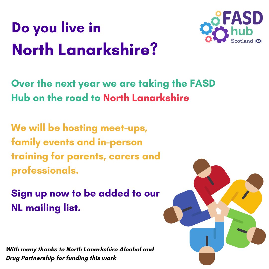 FASD Hub Scotland (@fasdhubscotland) on Twitter photo Exciting news!
<a href="/northlanADP/">North Lanarkshire Alcohol and Drug Partnership ๐</a> have funded us to take the FASD Hub on the road.
If you live in North Lanarkshire, sign up now to keep up to date with our plans for visiting your area.
ow.ly/e8sa50SbtN5 #FASD Exciting news!
<a href="/northlanADP/">North Lanarkshire Alcohol and Drug Partnership ๐</a> have funded us to take the FASD Hub on the road.
If you live in North Lanarkshire, sign up now to keep up to date with our plans for visiting your area.
ow.ly/e8sa50SbtN5 #FASD