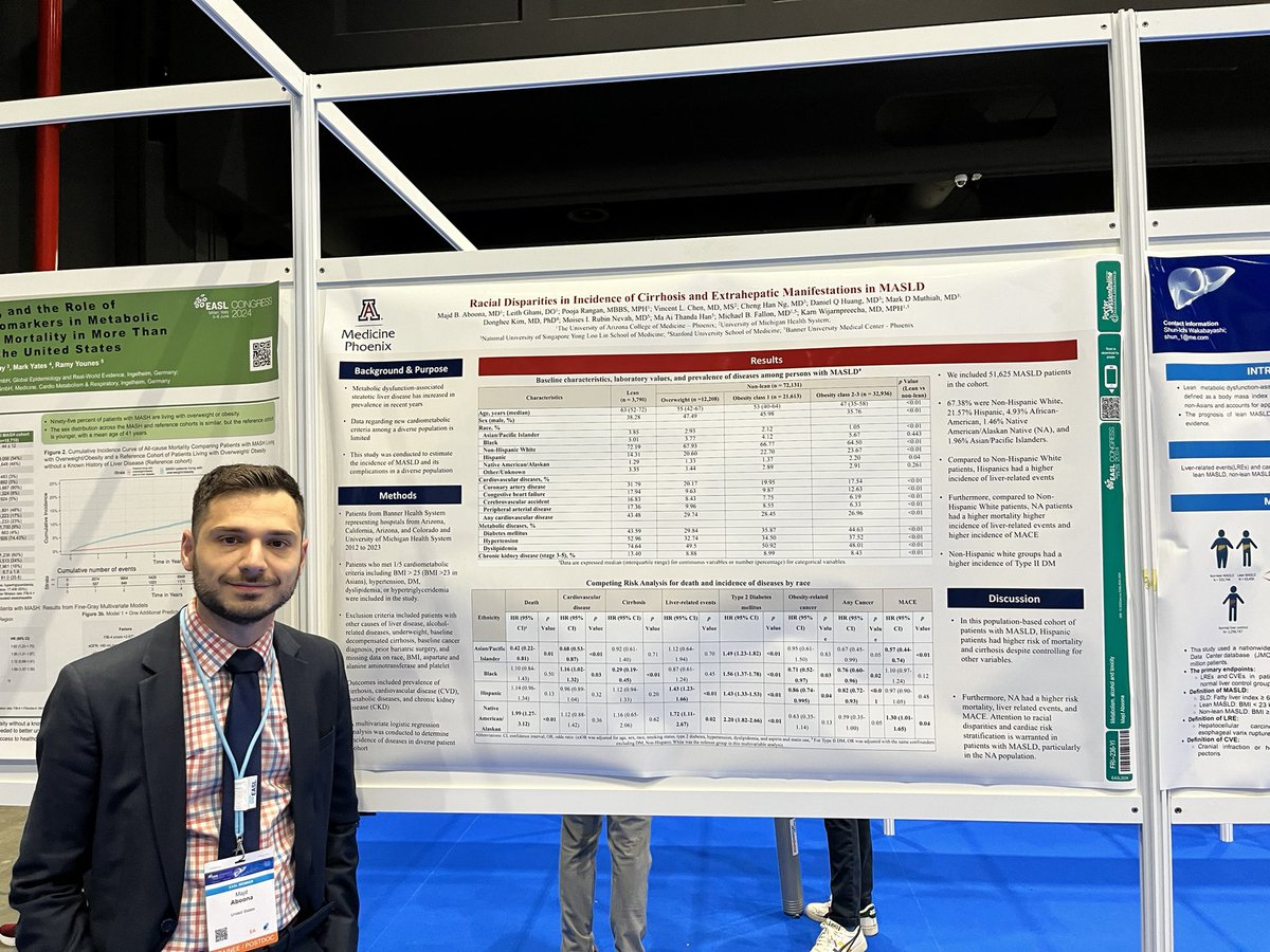 Assembling diverse cohorts is the best way we can learn about drivers of disease progression - whether genetic or social determinants of health 

Great presentation by Majd Aboona (<a href="/MajdAboona/">Majd Aboona, MD</a>)

<a href="/KarnJUVE/">Karn Wijarnpreecha</a> Vincent Chen (<a href="/MichiganLiver/">Michigan Hepatology</a>)

#easlcongress