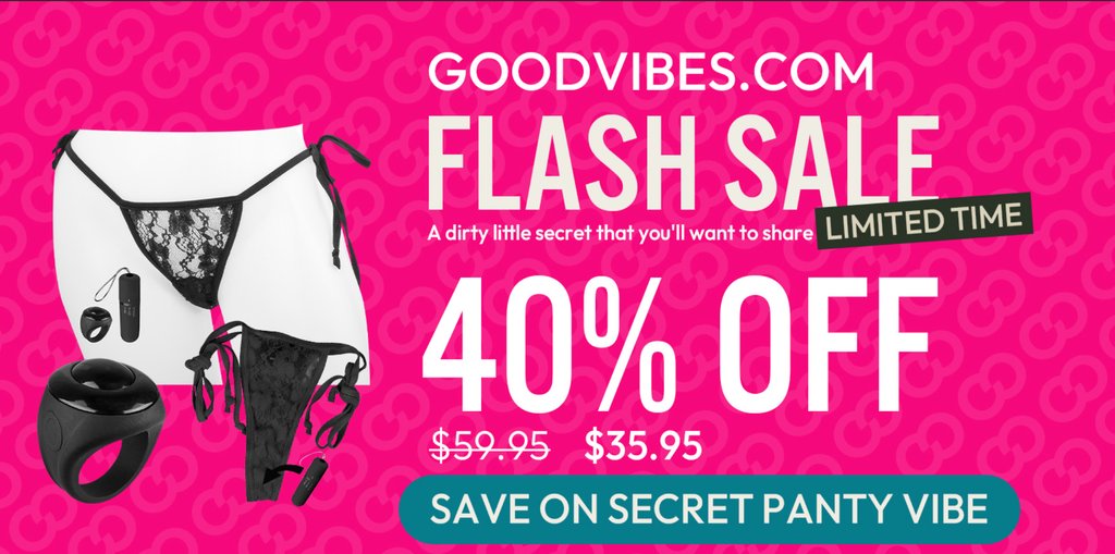 Let's get the weekend started with a FLASHSALE! 
Get 40% off 'My Secret Screaming O Remote Panty' in all colors, today through to 6/12! 

l8r.it/brnD