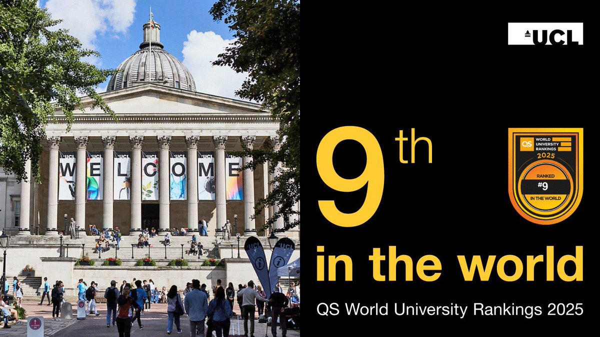 ArtsHumsUCL's tweet photo. We are so proud that UCL has been ranked 9th best university in the world in the 2025 QS World University Rankings!   

UCL is also placed #10 in the QS World University Rankings by Subject 2024 for the arts and humanities.

Find out more: https://t.co/hXrxlhHB0J  

#QSWUR @UCL https://t.co/YGFeqjRs5r