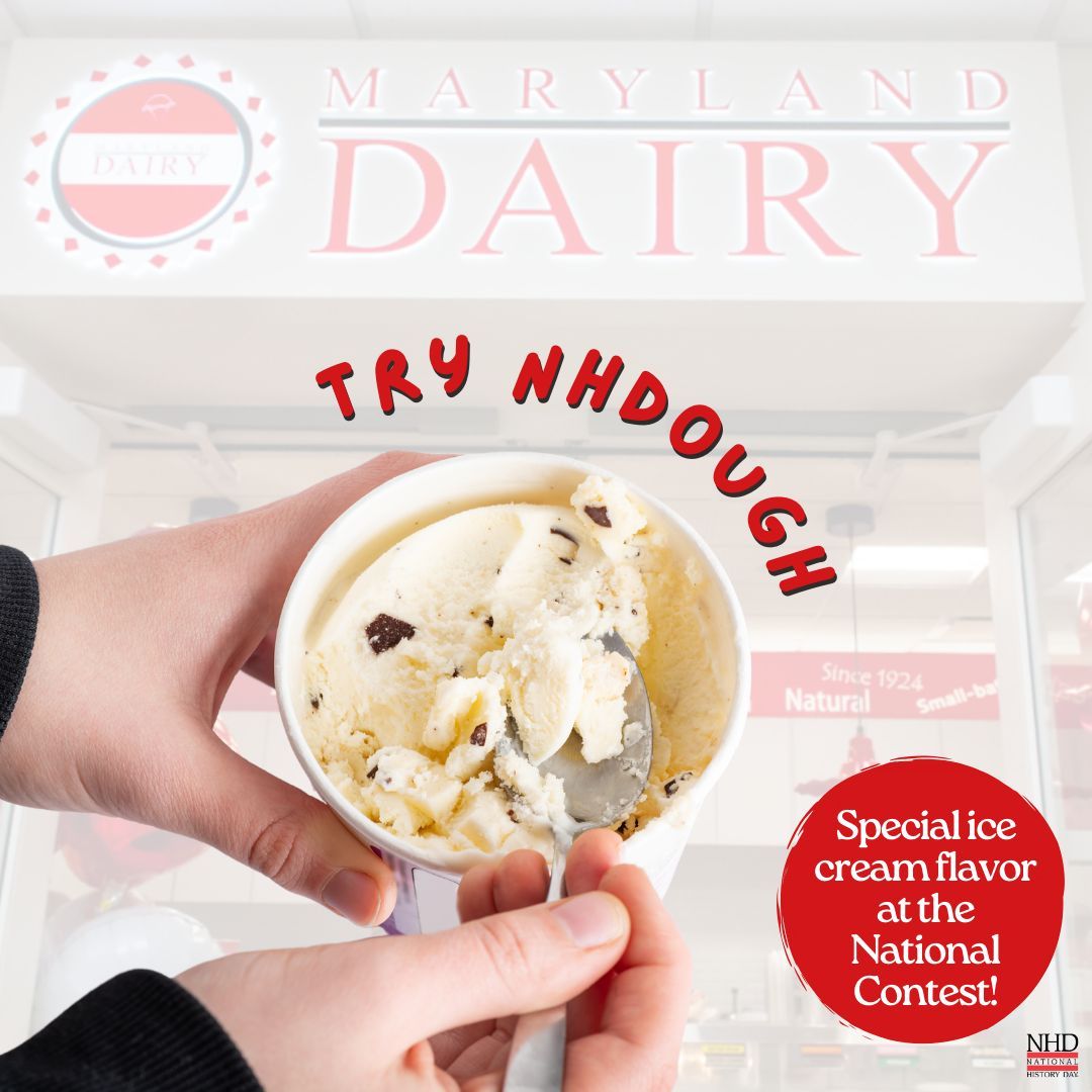 At <a href="/UofMaryland/">Univ. of Maryland</a>, Maryland Dairy is across from the student union food court &amp; is always popular with NHD attendees. This year, cookie dough ice cream will be known from June 9-13 as NHDough! Grab a scoop during the National Contest - share your photos &amp; tag us! 🍦 #NHD50 #NHDough
