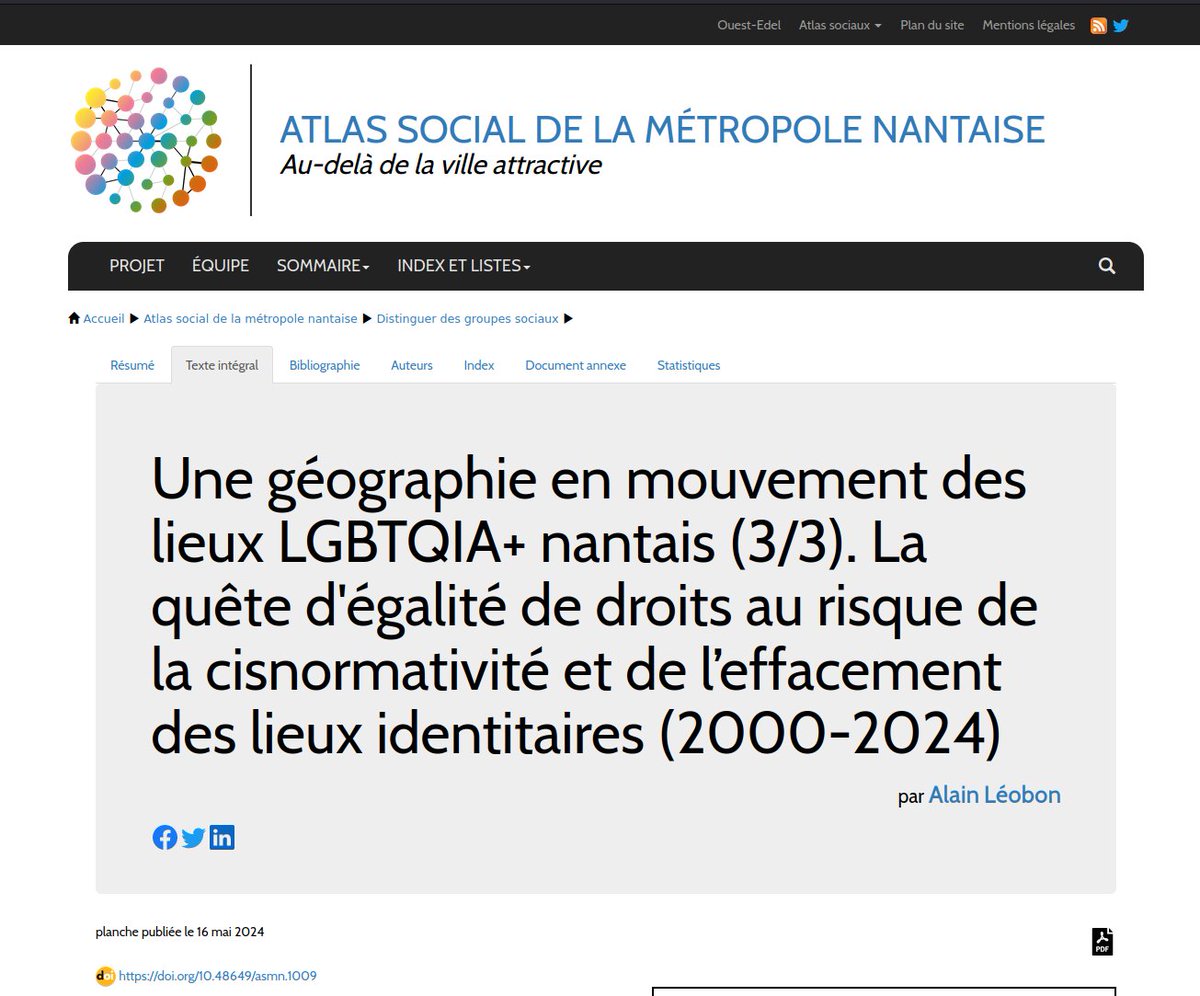 Stéphane Loret (@sdjaloret) on Twitter photo Le mois des fiertés 2024 est l'occasion pour Alain Léobon <a href="/CNRSshs/">CNRS Sciences humaines & sociales</a>, de publier Une géographie en mouvement des lieux LGBTQIA+ nantais, dans une série de 3 planches et c'est ici asmn.univ-nantes.fr/index.php?id=1… <a href="/NantesUniv/">Nantes Université</a> <a href="/ASMNantes/">Atlas Social de la Métropole Nantaise</a> Le mois des fiertés 2024 est l'occasion pour Alain Léobon <a href="/CNRSshs/">CNRS Sciences humaines & sociales</a>, de publier Une géographie en mouvement des lieux LGBTQIA+ nantais, dans une série de 3 planches et c'est ici asmn.univ-nantes.fr/index.php?id=1… <a href="/NantesUniv/">Nantes Université</a> <a href="/ASMNantes/">Atlas Social de la Métropole Nantaise</a>