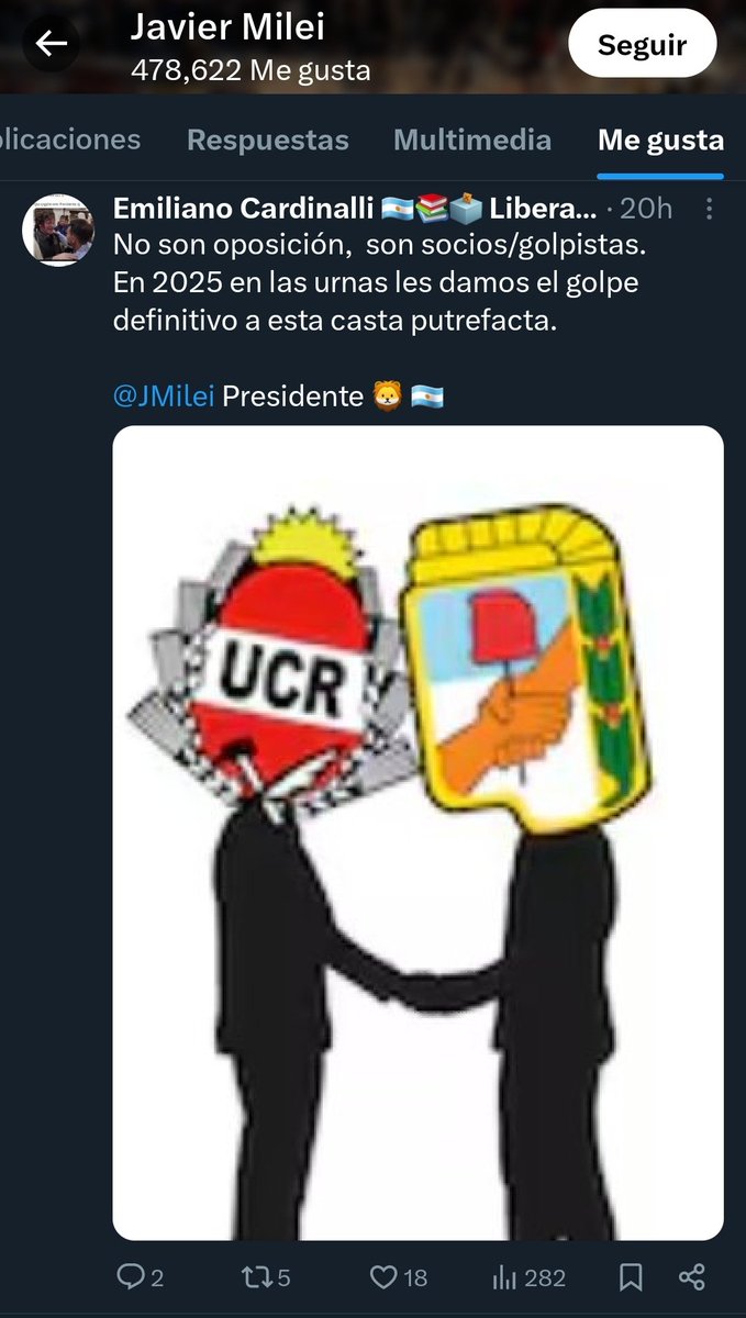 Mirá lo que likeó Milei (@mileilikea) on Twitter photo 