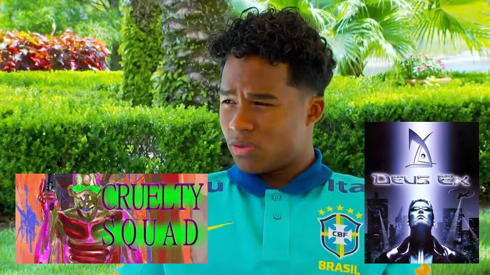 xCarpenedo's tweet image. "Endrick, o que você anda jogando?"  

"Admiro a ênfase em gameplay emergente de immersive sims como o clássico Deus Ex, assim como a estética pós-irônica de Cruelty Squad".