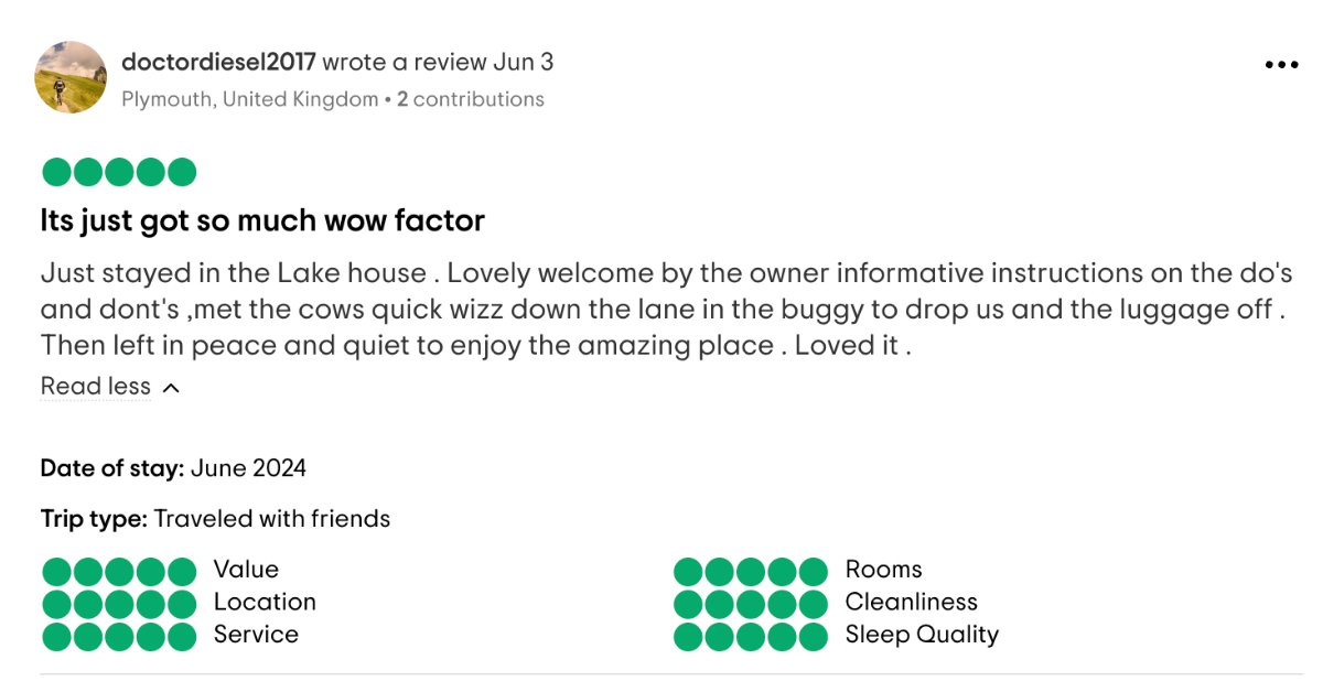 Here’s another fantastic review from a guest who enjoyed their stay in our Lake House.⭐⭐⭐⭐⭐

The "wow factor" is exactly what we aim for!

👉 hiddenvalleyyurts.co.uk
