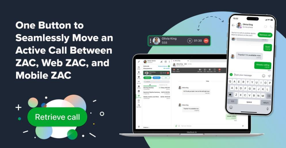 With our new mobile app, Mobile ZAC, and Release 18, you can now seamlessly move an active call between ZAC, Web ZAC, and Mobile ZAC with a single button! #zultys #ucaas #voip #phonesystems