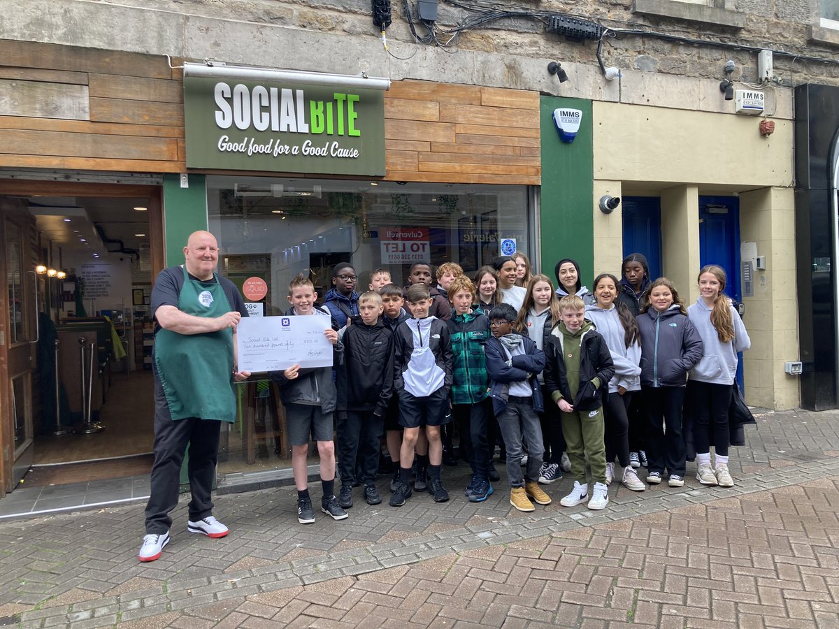 Oxgangs PS Edinburgh (@oxgangsps) on Twitter photo P7B visited the Social Bite cafe on Rose Street this morning to present them with a cheque for £500. We raised this money through our social enterprise events and will provide 100 homeless people with an evening meal. We are very proud of you P7’s! <a href="/EdinburghLfS/">EdinburghLfS</a> <a href="/SocEntAcademy/">Social Enterprise Academy Scotland</a> P7B visited the Social Bite cafe on Rose Street this morning to present them with a cheque for £500. We raised this money through our social enterprise events and will provide 100 homeless people with an evening meal. We are very proud of you P7’s! <a href="/EdinburghLfS/">EdinburghLfS</a> <a href="/SocEntAcademy/">Social Enterprise Academy Scotland</a>