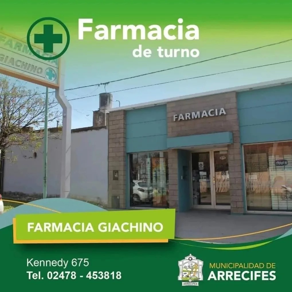 HOY DE TURNO - FARMACIA GIACHINO
TEL: 453818