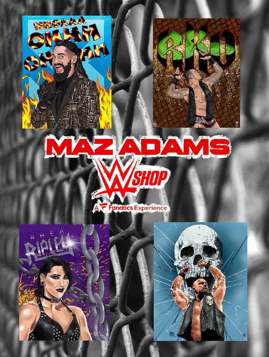 Maz Adams (@mazadamsart) on Twitter photo My first 4 <a href="/WWE/">WWE</a> officially licensed prints are live! Go to WWEShop.com and search Maz. Get them before they are gone!
<a href="/WWERollins/">Seth Rollins</a> <a href="/RandyOrton/">Randy Orton</a> <a href="/RheaRipley_WWE/">RheaRipley_WWE</a> <a href="/steveaustinBSR/">Steve Austin</a>
#WWE #RheaRipley #RandyOrton #SteveAustin My first 4 <a href="/WWE/">WWE</a> officially licensed prints are live! Go to WWEShop.com and search Maz. Get them before they are gone!
<a href="/WWERollins/">Seth Rollins</a> <a href="/RandyOrton/">Randy Orton</a> <a href="/RheaRipley_WWE/">RheaRipley_WWE</a> <a href="/steveaustinBSR/">Steve Austin</a>
#WWE #RheaRipley #RandyOrton #SteveAustin
