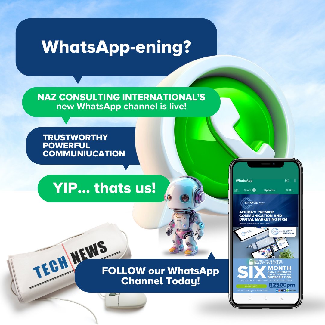 Subscribe to the Naz Consulting WhatsApp channel for expert tips, data-driven insights, and innovative solutions to boost audience engagement. Click the link to join: whatsapp.com/channel/0029Va….

#digitalmarketing
#SMMEs #smmeg 
#marketingtips
#businessgrowth
#datadrivenmarketing