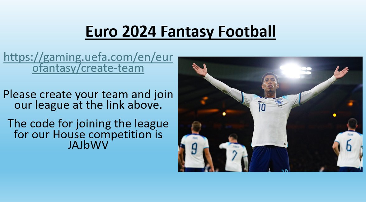 After the success of the first every premier league house fantasy ⚽️ we are running one for the Euro's which start on the 14th June. Please make sure you have created your team and entered the code below. Best of luck for all those who are entering #fantasyfootball #euro2024