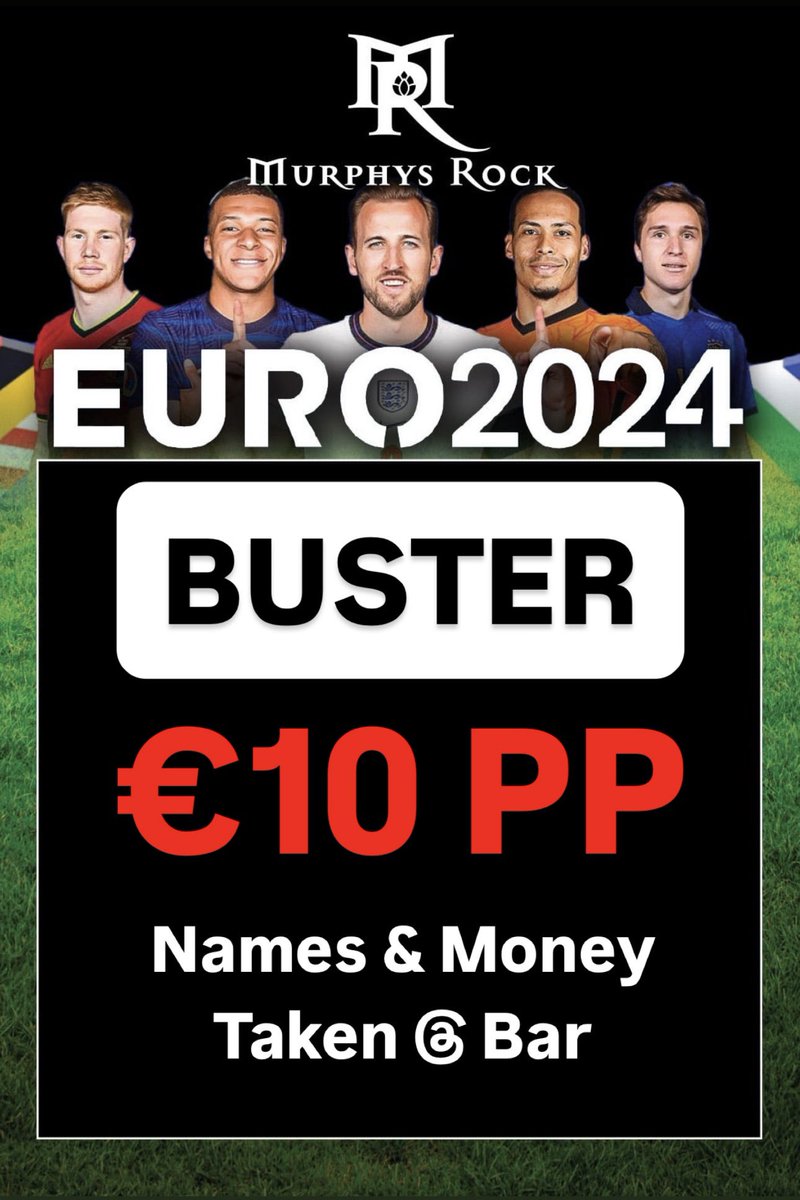 MurphysRockBar's tweet photo. EURO 2024 Buster - €10 per Entry 

💶 Contact or message Paudie, Stephen, Shirley or simply call into Bar

 💶 You choose a sealed Envelope (with a secret team Inside) and sign the back of it ... Envelopes will be given back out on Euros Final Day 

💶 MONEY FOR JAM ! 😅 https://t.co/xxGwwj6bFb