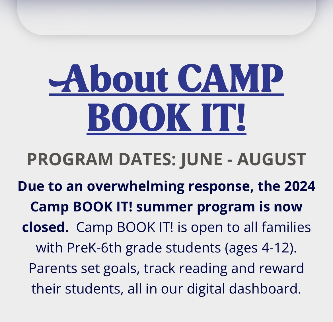 ChrisBellant's tweet photo. Camp BOOK IT! #PizzaHut is still doing their summer reading program - kind of. Apparently less than a week into the summer program it’s already closed. :( https://t.co/GIPO6zytXL