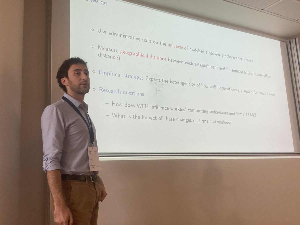 Filippo Boeri (@filippo_boeri) on Twitter photo Thrilled to see my brilliant coauthor <a href="/Davide_Rigo_/">Davide Rigo</a> presenting our research on remote working and local labor markets! #emuea2024 #econtwitter #remoteworking #urbaneconomics Thrilled to see my brilliant coauthor <a href="/Davide_Rigo_/">Davide Rigo</a> presenting our research on remote working and local labor markets! #emuea2024 #econtwitter #remoteworking #urbaneconomics