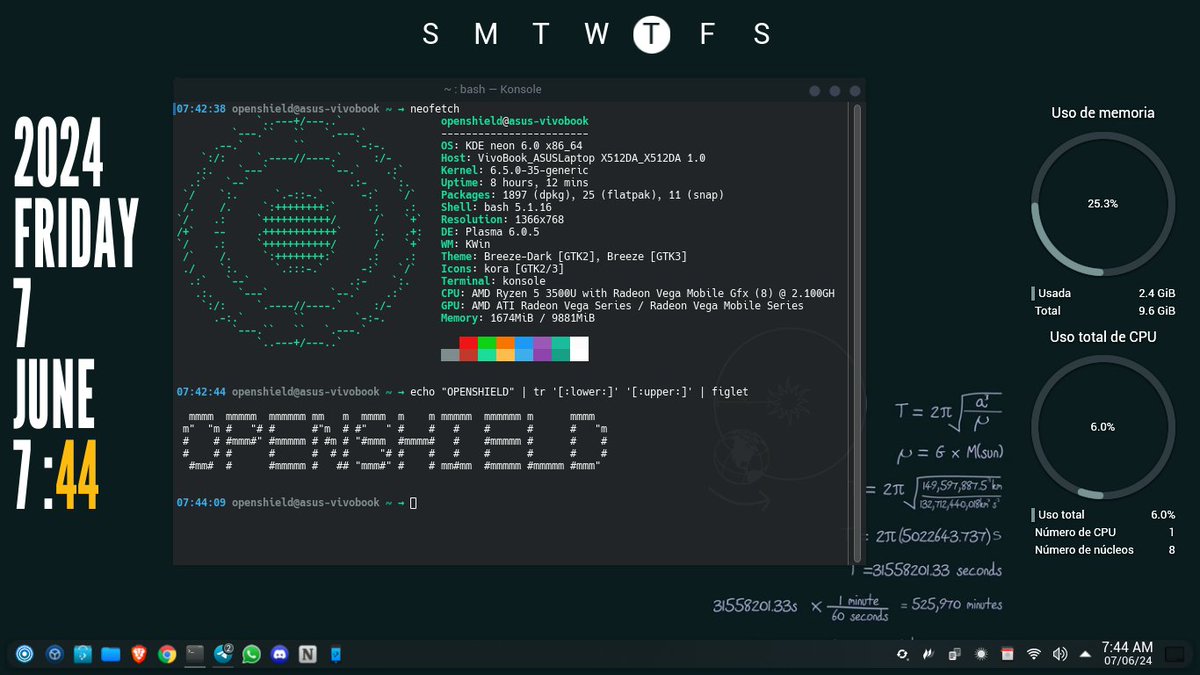 4Sentinell's tweet photo. Y bueno en mi laptop estacionada, tenemos a mi muy querido #KDENeon con una robustez y fluidez que sorprende. Asimismo, hoy tenemos directo en aproximadamente 3 horas desde mi canal de Youtube, intentando instalar #ParrotSecurity en #WSL
#ViernesDeEscritorio https://t.co/c9wqrj7fEe