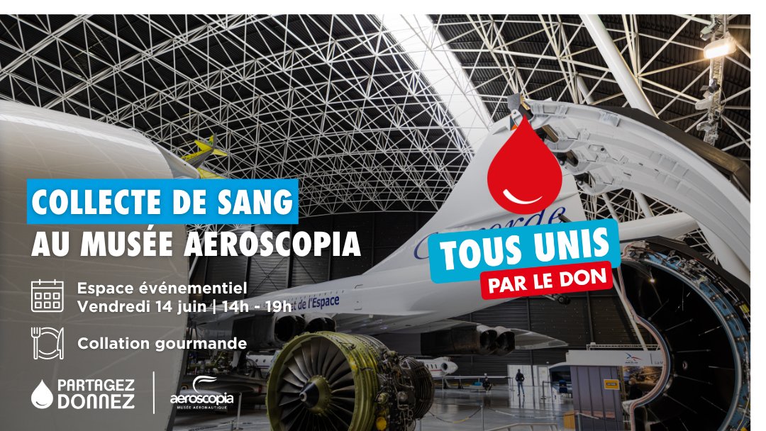 Musée aeroscopia (@aero_scopia) on Twitter photo Collecte de sang au musée #aeroscopia 🩸
Rendez-vous le vendredi 14 juin après-midi pour donner votre #sang, au milieu des #avions ✈️
Réservation obligatoire : dondesang.efs.sante.fr/trouver-une-co…
cc <a href="/EFS_dondesang/">Établissement français du sang</a>
#DonDeSang #SauvezDesVies Collecte de sang au musée #aeroscopia 🩸
Rendez-vous le vendredi 14 juin après-midi pour donner votre #sang, au milieu des #avions ✈️
Réservation obligatoire : dondesang.efs.sante.fr/trouver-une-co…
cc <a href="/EFS_dondesang/">Établissement français du sang</a>
#DonDeSang #SauvezDesVies