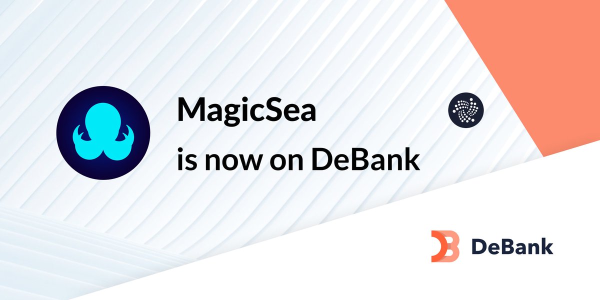 DeBankDeFi's tweet photo. 2/2

MagicSea's portfolio is now tracked on https://t.co/IEGJ3zLVHO!

@MagicSeaDEX 
(IOTA EVM version) https://t.co/MQKYpNpsPp