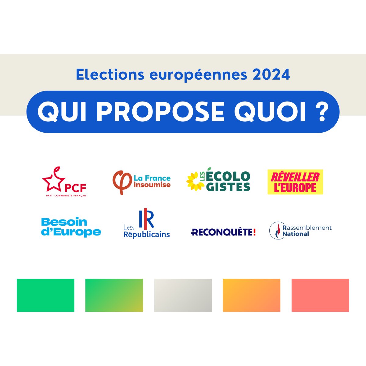 Mais quel parti propose quoi ?   

A J-2 des élections européennes, la coalition l’<a href="/europepourdebon/">L'Europe pour de bon !</a> vous propose un contenu inédit !   La comparaison des programmes par parti au regard des propositions portées dans notre Manifeste⬇️ 

#Europe #Europeennes2024📷