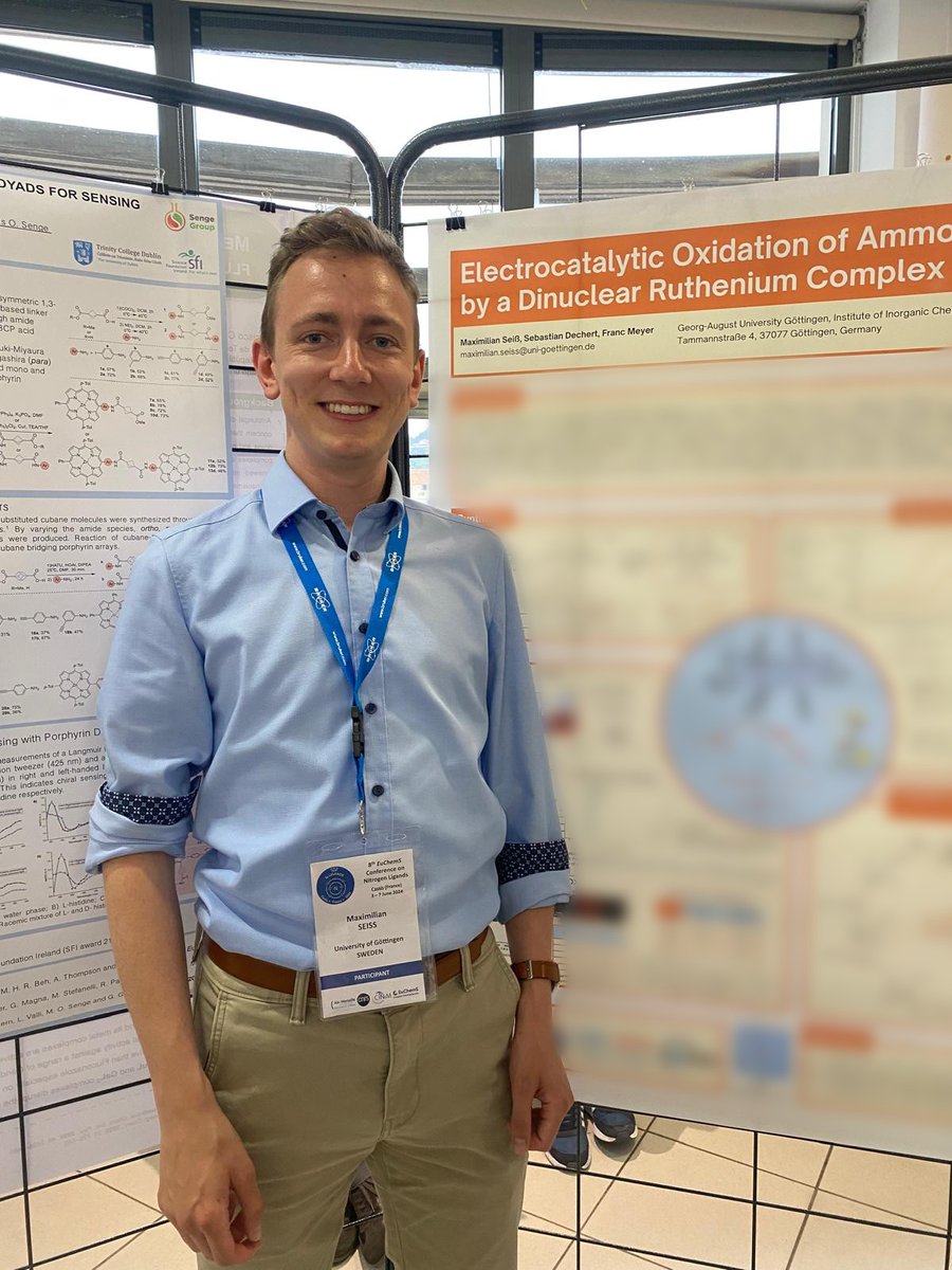 This week, <a href="/SeissMax/">Max Seiss</a> was attending the 8th <a href="/EuChemS/">EuChemS</a> Conference on Nitrogen Ligands. Today, he received the best poster award for his poster presentation - congratulations Max! 🥳🥳🥳

🎂 We see a cake on the horizon 🎂