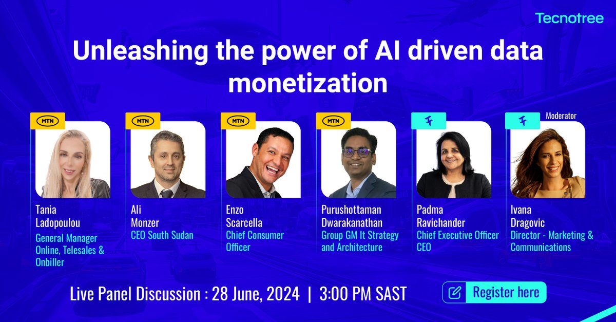 Don't miss out on this exclusive webinar, "Unleashing the Power of AI-Driven Data Monetization," on Jun 28, 2024 - 3 PM SAST, where we will explore the future of network investments and the next-gen solutions transforming the industry. Register now! us06web.zoom.us/webinar/regist…