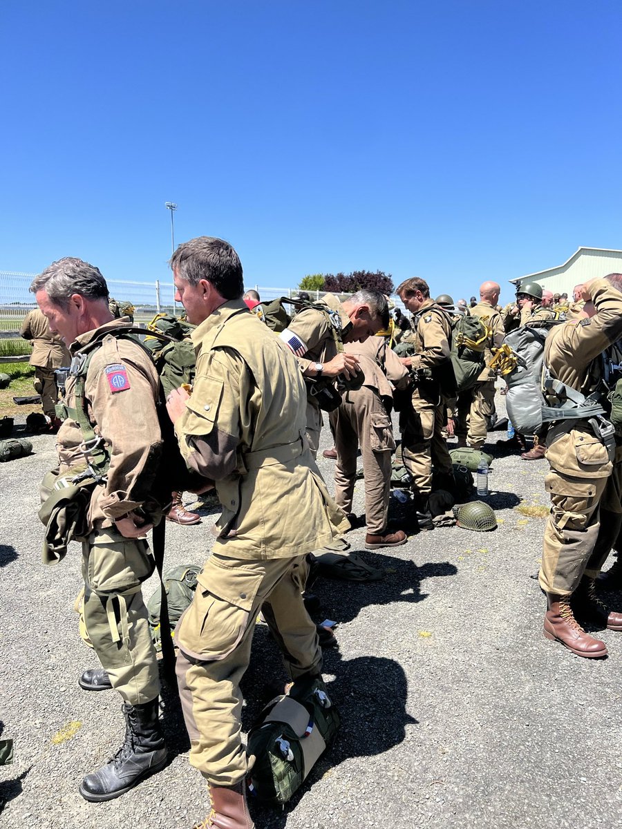 RepJasonCrow's tweet image. In Normandy and about to jump out of a plane in honor of my fellow vets that made the jump 80 years ago. #DDay #paratroopers