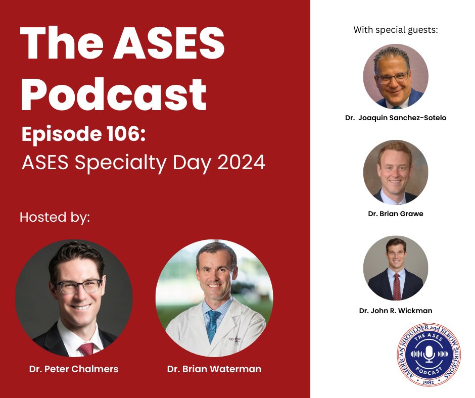 In this episode of the American Shoulder and Elbow Surgeons podcast, hosts Dr. Brian Waterman and Peter Chalmers conduct interviews with presenters from the 2024 ASES Specialty day: Drs. Joaquin Sanchez-Sotelo, Brian Grawe, and Brian Wickman.

Listen here: podbean.com/ew/pb-5hz99-16…