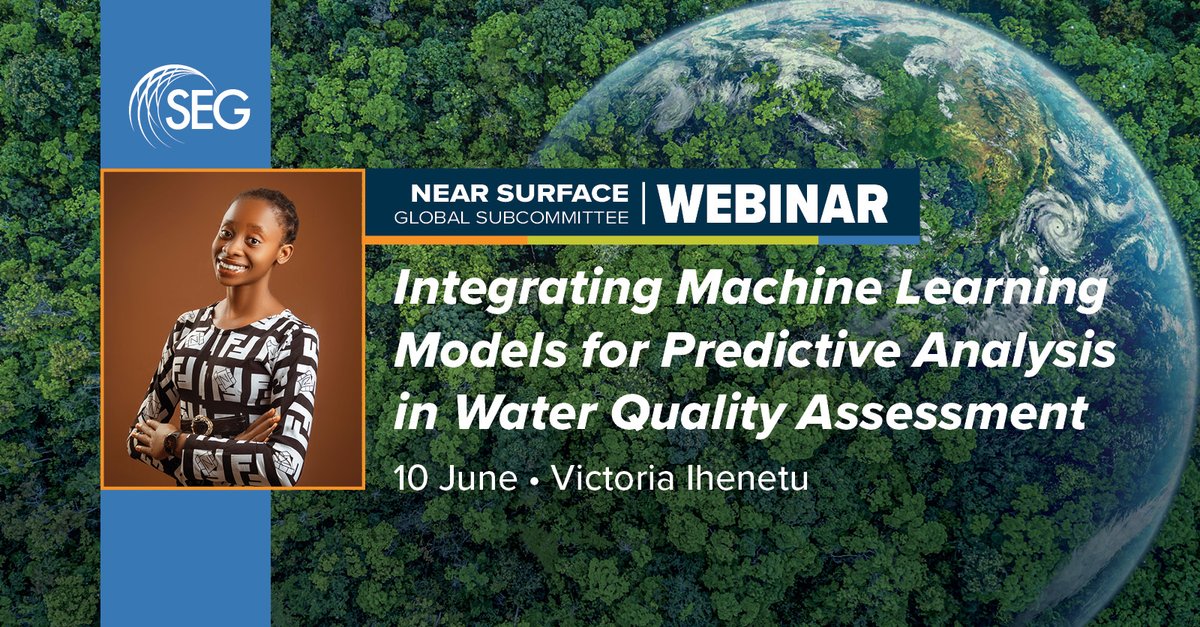 SEG_org's tweet photo. Webinar discussing project which utilized the application of #Python to analyze #water quality datasets to assess their portability for human consumption.  

Mon, Jun 10 | 6:00 AM - 7:00 AM CDT | Online 

Information and registration: https://t.co/NSC3Nr1XuM
#MachineLearning #SEG https://t.co/6wq084Dp65