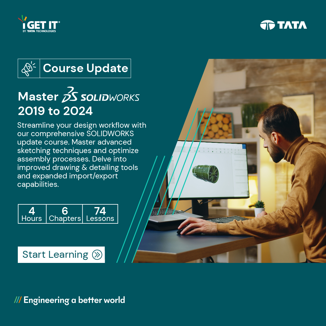 myiGETIT's tweet photo. #courseupdate Stay updated with our new SOLIDWORKS 2019-2024 course! Learn the latest features. Enroll now: https://t.co/Su0WxYxylP

#SOLIDWORKS2024 #Engineering #ProfessionalDevelopment #CAD #designengineer #engineeringstudents #mcad #tatatechnologies #iGETIT https://t.co/9vbrkICu11