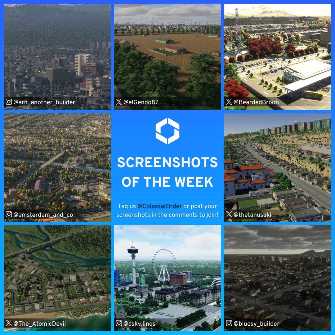 Thank you for all the amazing screenshots this week! We love to see what you create 🤩

Tag us <a href="/ColossalOrder/">Colossal Order</a> or share your screenshots in the comments to join. 💙

Featured: <a href="/BeardedBroon/">Beardedbroon</a> <a href="/elGendo87/">Federico I</a> @The_AtomicDevil <a href="/thetanusaki/">Soul.Sym.</a> #CitiesSkylines2