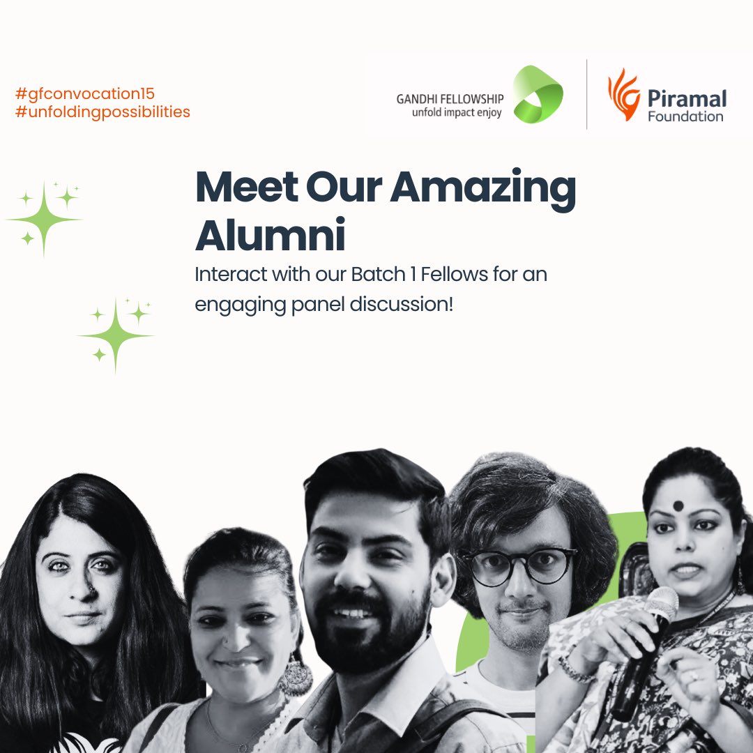thegfprogram's tweet image. We are excited to welcome our esteemed Batch 1 alumni to the Batch 15 convocation for an interactive panel discussion. 

Stay tuned for more exciting Alumni announcements!

#Gandhifellowshipbatch15 #Unfoldingpossibilities #PiramalFoundation #Convocation #gfconvocation15