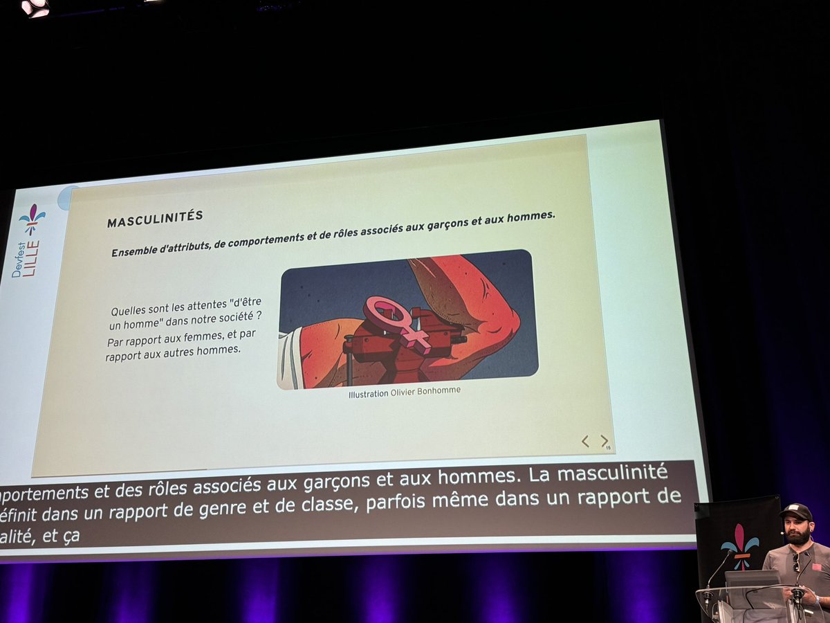 camillejourdain's tweet photo. La masculinité, un vrai sujet, notamment dans le secteur de la Tech !
Quâelle soit hĂ©gĂ©monique, marginalisĂ©e, subordonnĂ©e ou mĂȘme complice⊠la masculinitĂ© est prĂ©judiciable aux femmes et peut aussi avoir des rĂ©percussions nĂ©fastes sur les hommes.
#DevFestLille #FemTech https://t.co/vycP9inaBA