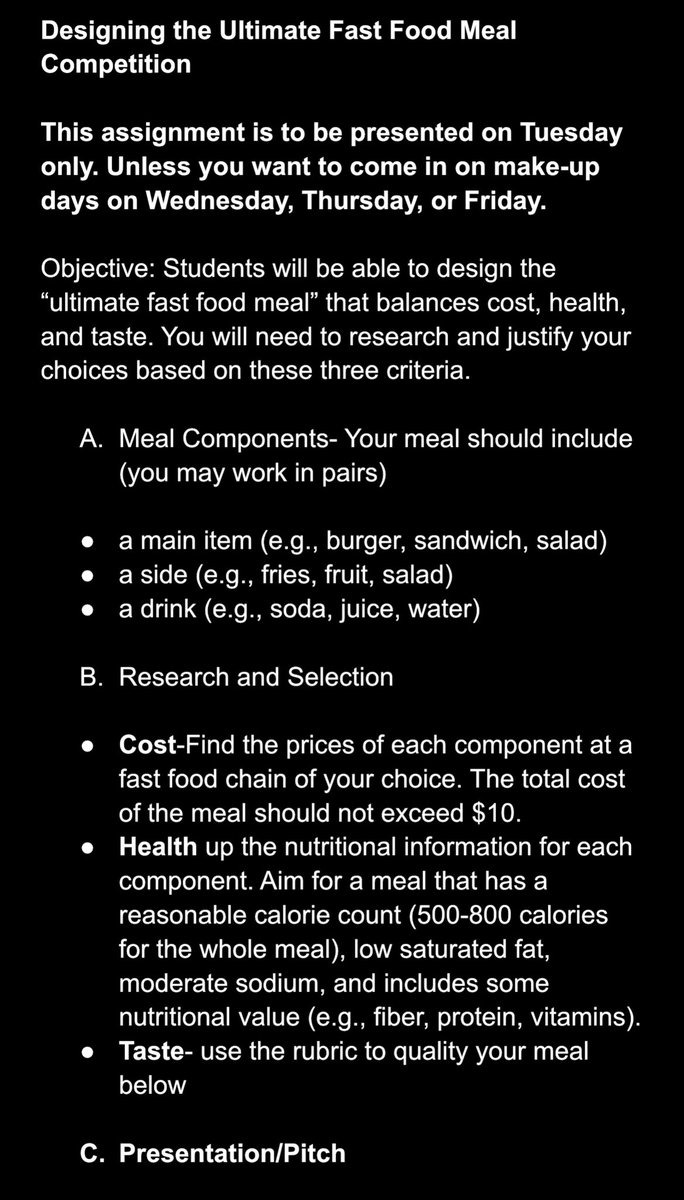 banjumanjum's tweet image. Conducting research in search for the ultimate fast food meal. #realworldlearning #ibeducation @NTHS_Titans