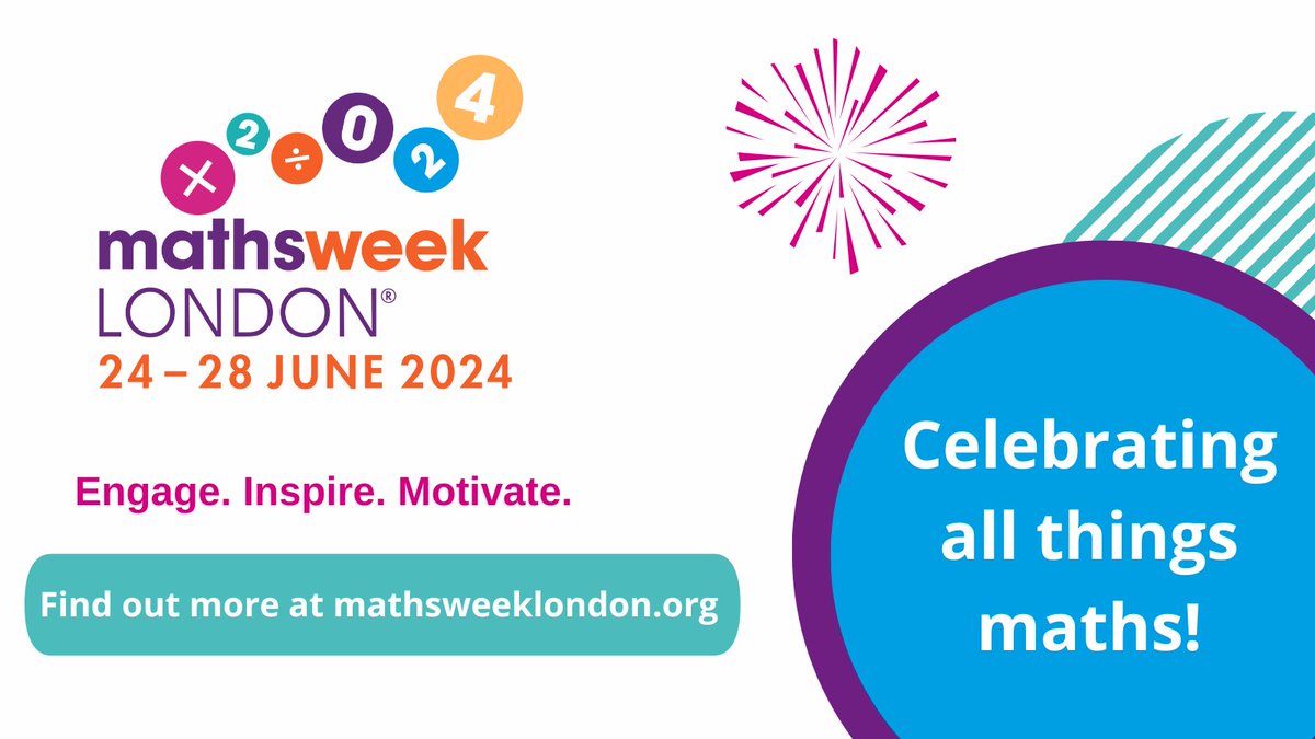 ATMMathematics's tweet image. We are proud to support #MathsWeekLDN and their mission to improve children’s attitudes towards
maths. Taking place 24 - 28 June. Register your school today mathsweeklondon.org/register/
@mathsweekldn