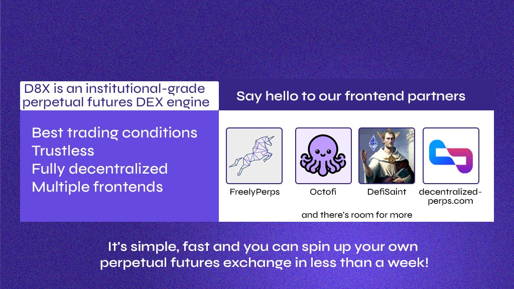 d8x_exchange's tweet photo. Are you new to our TL?

Possibly wondering how you can understand us better?

Meet us in three slides: 
➡️Our partners 
➡️The chains we operate on 
➡️The pairs we trade.

Of course, if you need more information, you can always head down to our official website, @d8x.exchange

#TGIF #xlayer #arbitrum #polygon #crypto