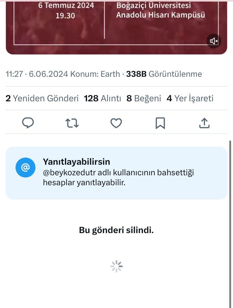 Beykoz Üniversitesi, mezuniyetin Boğaziçi Üniversitesi’nde düzenleneceğini duyurduğu tweet’i sildi.