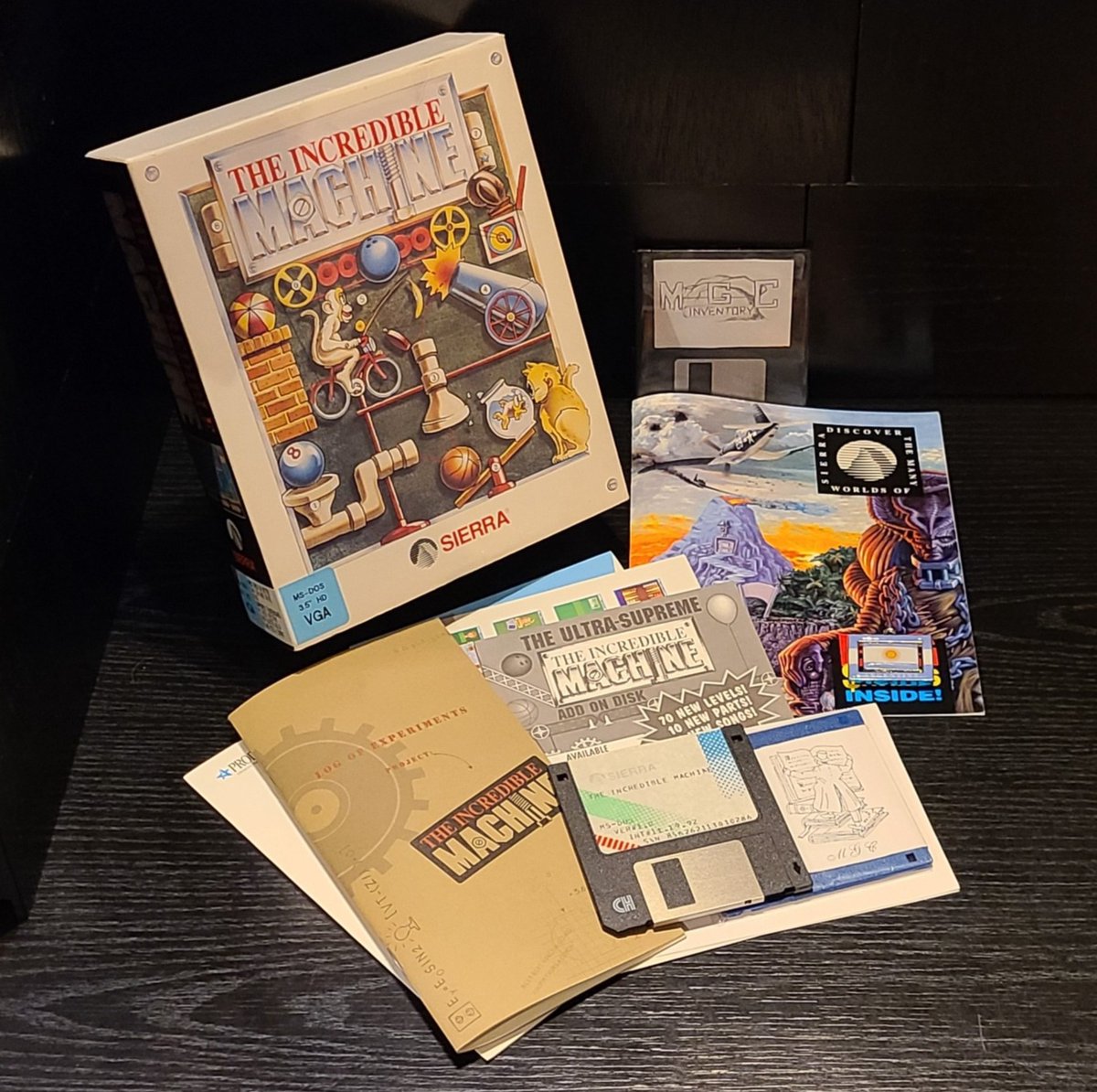 mgc_inventory's tweet image. :videogame: ID_0860
The Incredible Machine (1992)
Developer : Dynamix, Inc.
Publisher : Sierra On-Line, Inc.
Ver : US - 3.5&quot; - PC

#incrediblemachine #jefftunellproductions #dynamix #sierragames #sierraonline #puzzlegame #msdosgames #bigbox #retrogames #bigboxgames