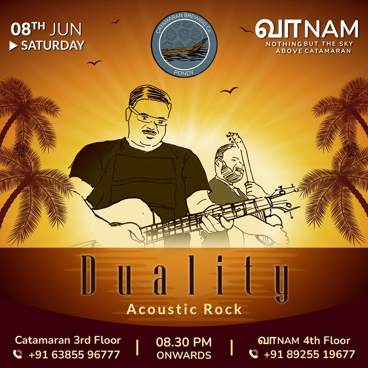 captain_catpain's tweet photo. If you're in Pondy tomorrow, we're performing at Catamaran (rooftop) @DualityTheBand come off! https://t.co/Ab3Q6YCI9S